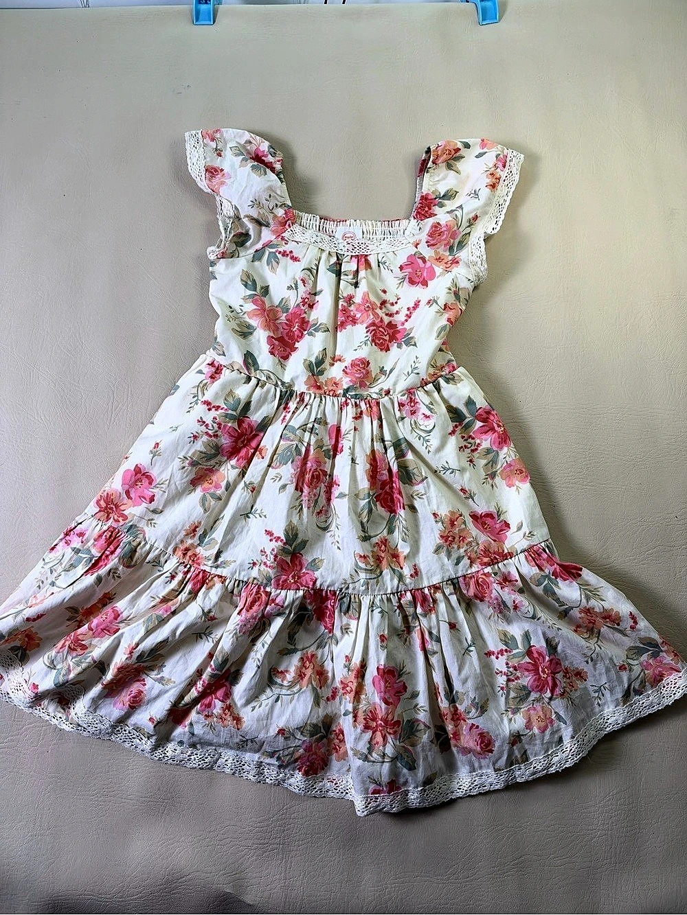 Wonder Nation Floral Ruffle Dress in Pink & White Size Small Like New